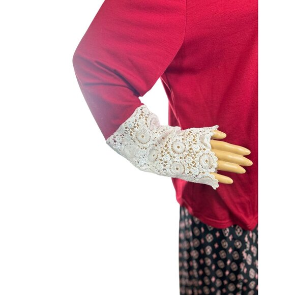 Front Zip Lace Bell Sleeve Fairycore Retro Boho Stylish Top - Picture 3 of 7